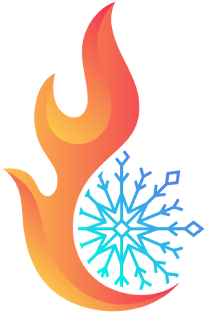 brandmark with flame and snowflake graphics
